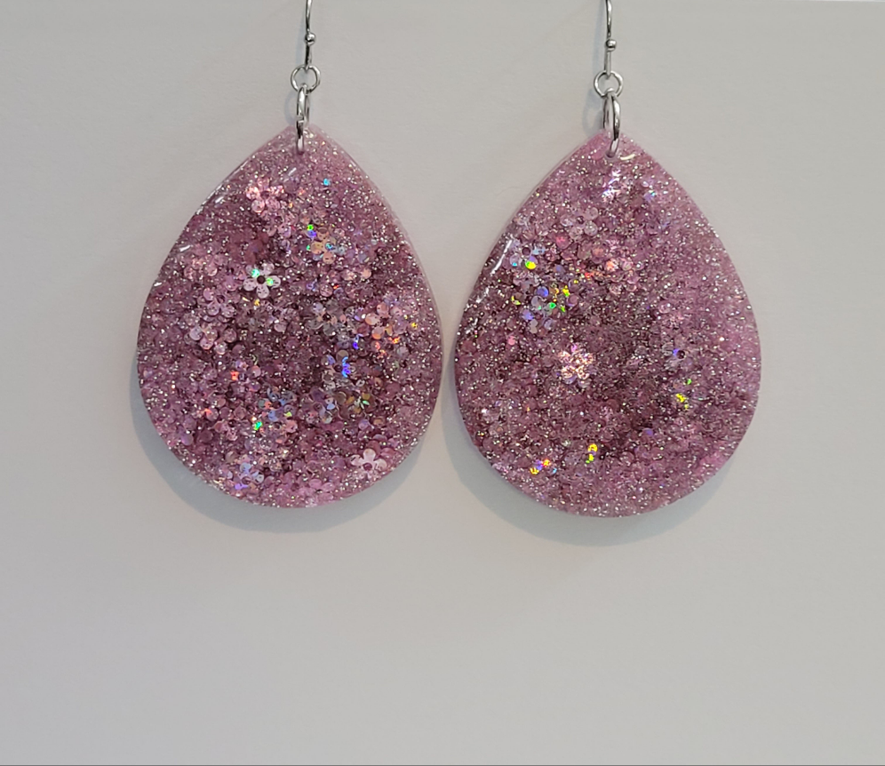 Daisy Teardrop Glitter Earrings