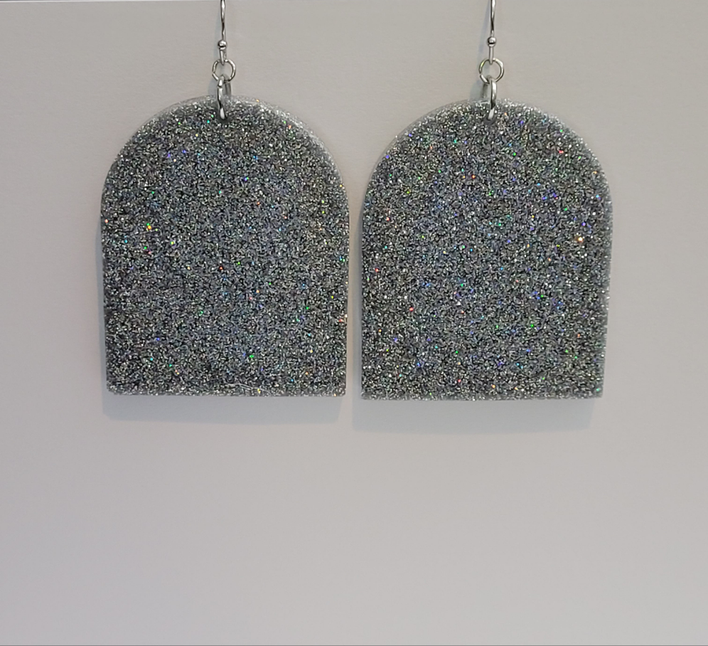 Gunmetal Glitter Earrings