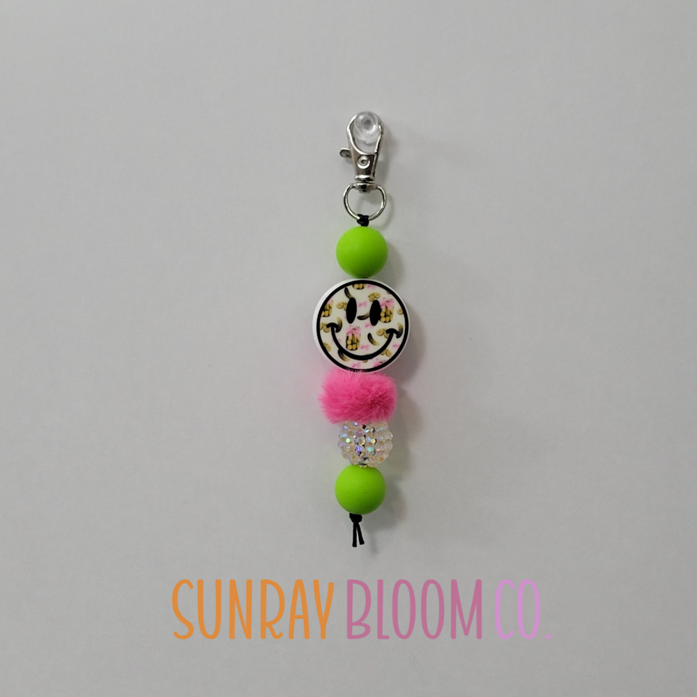 Pickle Smiley Beaded Clip