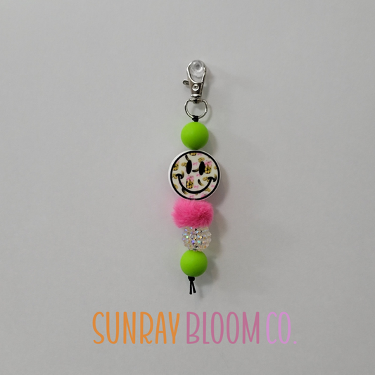 Pickle Smiley Beaded Clip