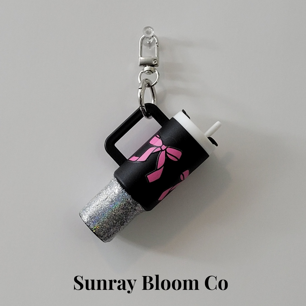 Coquette Bows Glitter Mini Cup Keychain