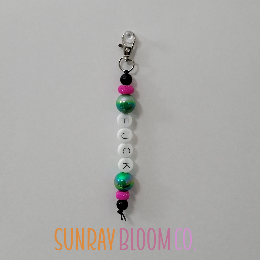Green and Hot Pink Beaded Clip