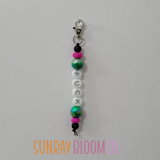 Green and Hot Pink Beaded Clip