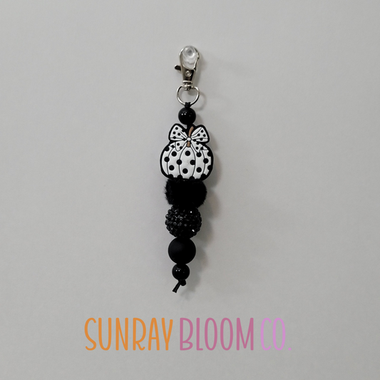 Polkadot Pumpkin Beaded Clip