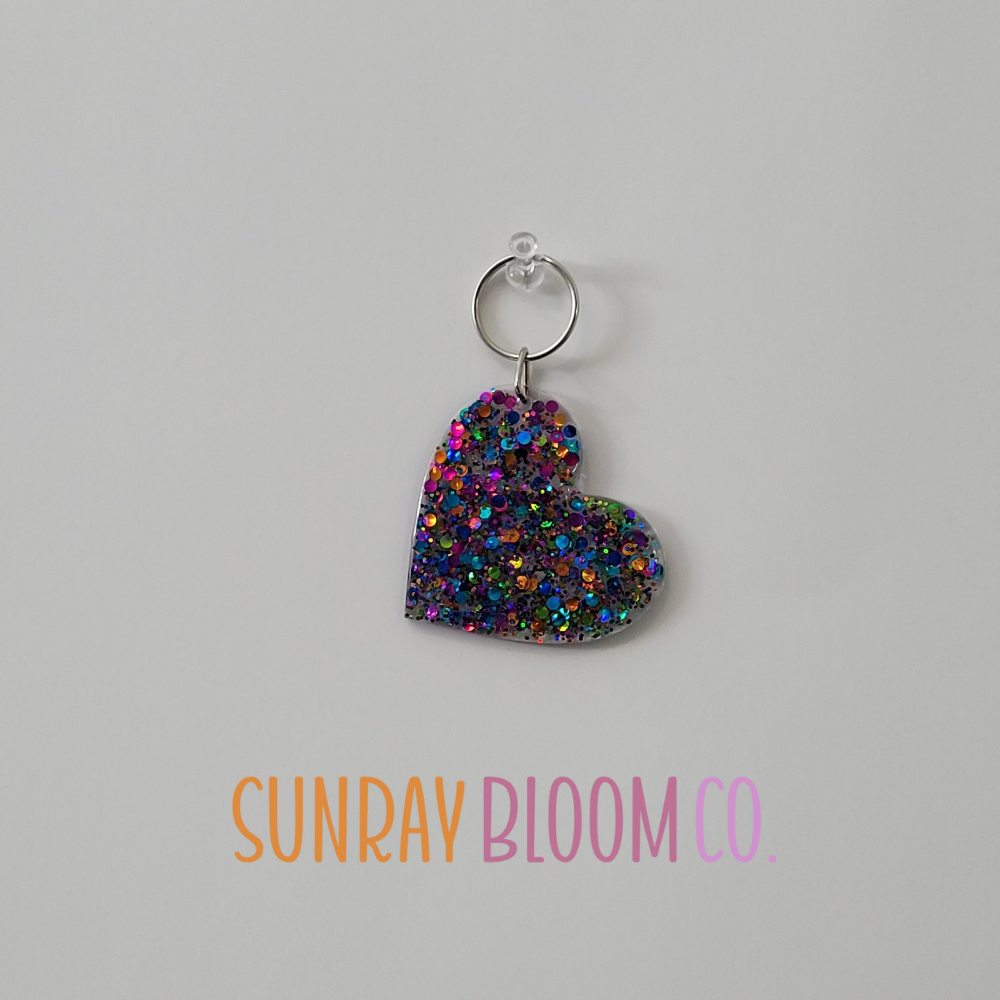 Festival of Love Glitter Heart Keychain