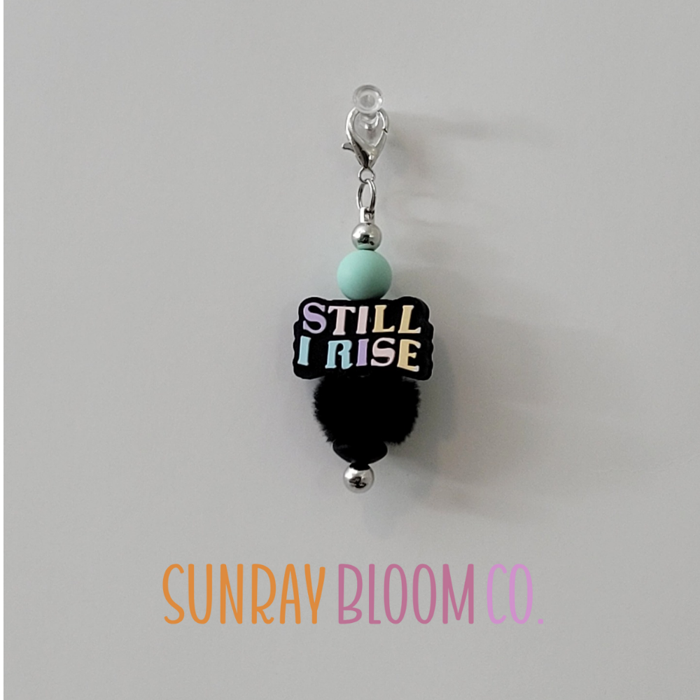 Still I Rise Teal Beaded Bar Clip