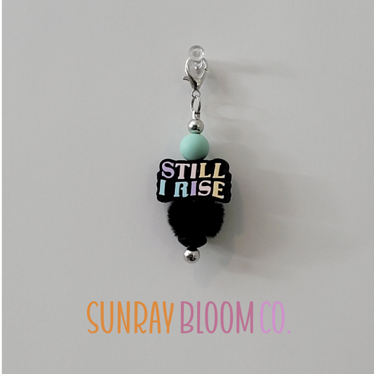 Still I Rise Teal Beaded Bar Clip