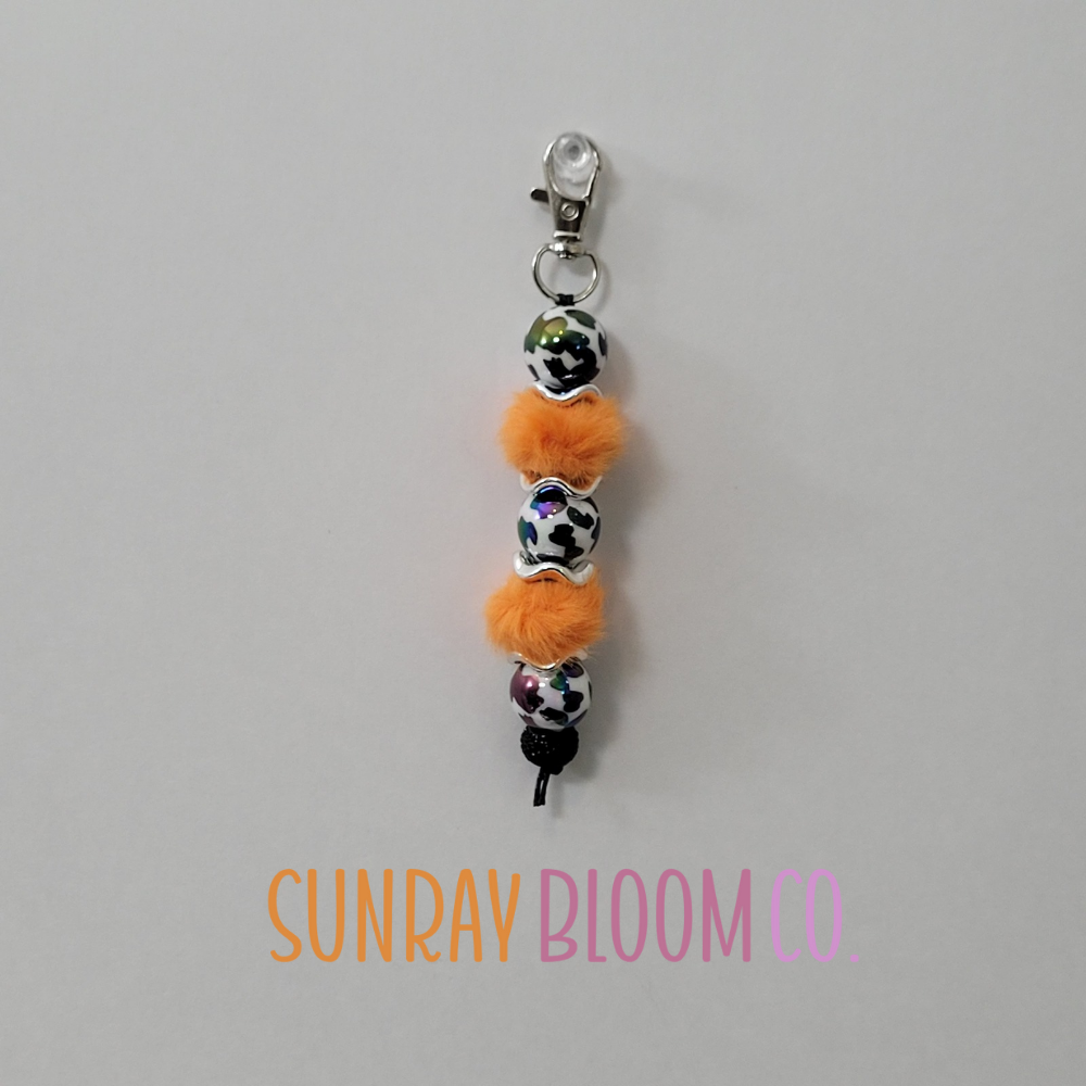 Cow Print Beaded Clip