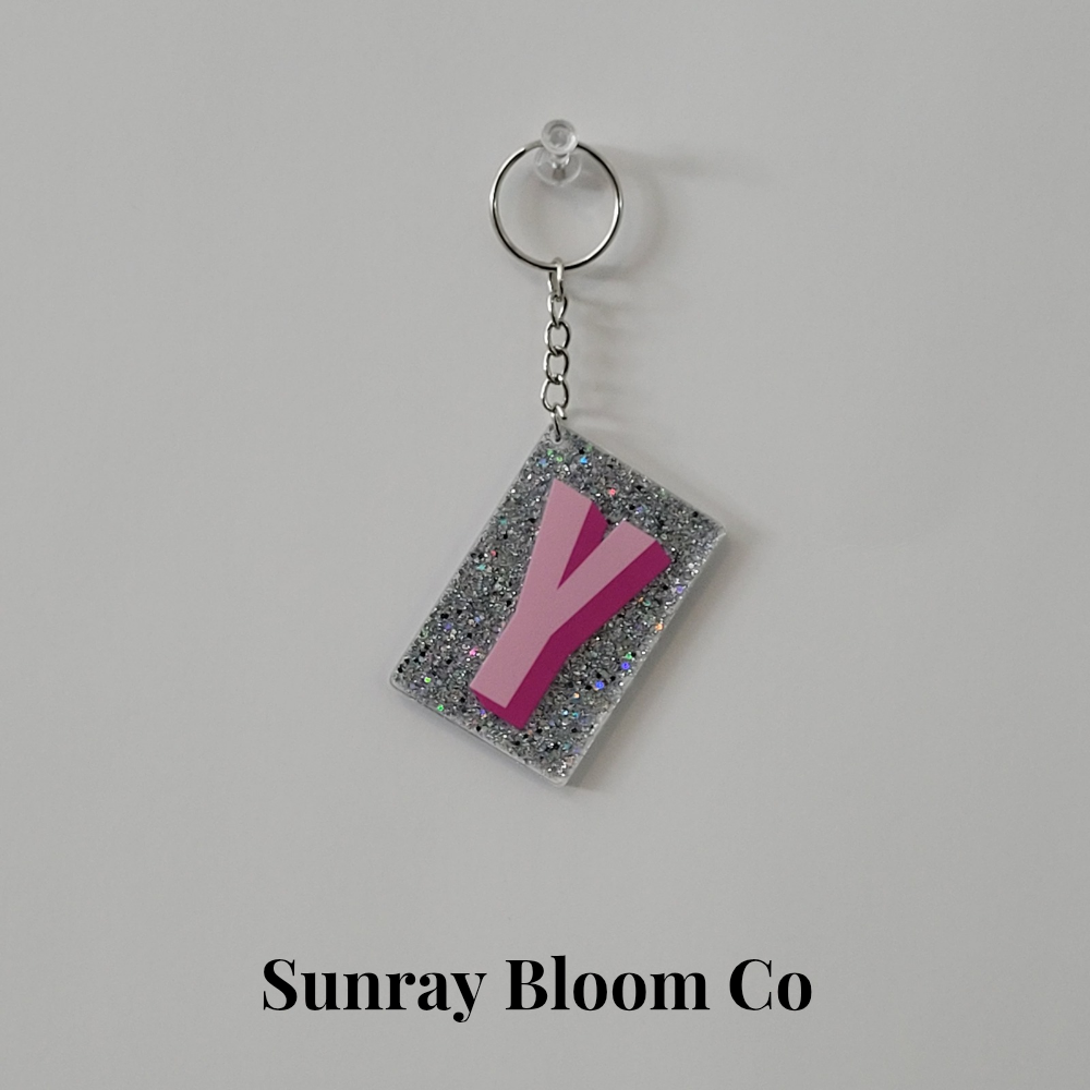 Y Personalized Glitter Keychain