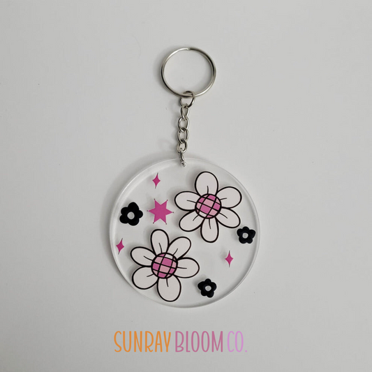 Disco Flowers Acrylic Keychain