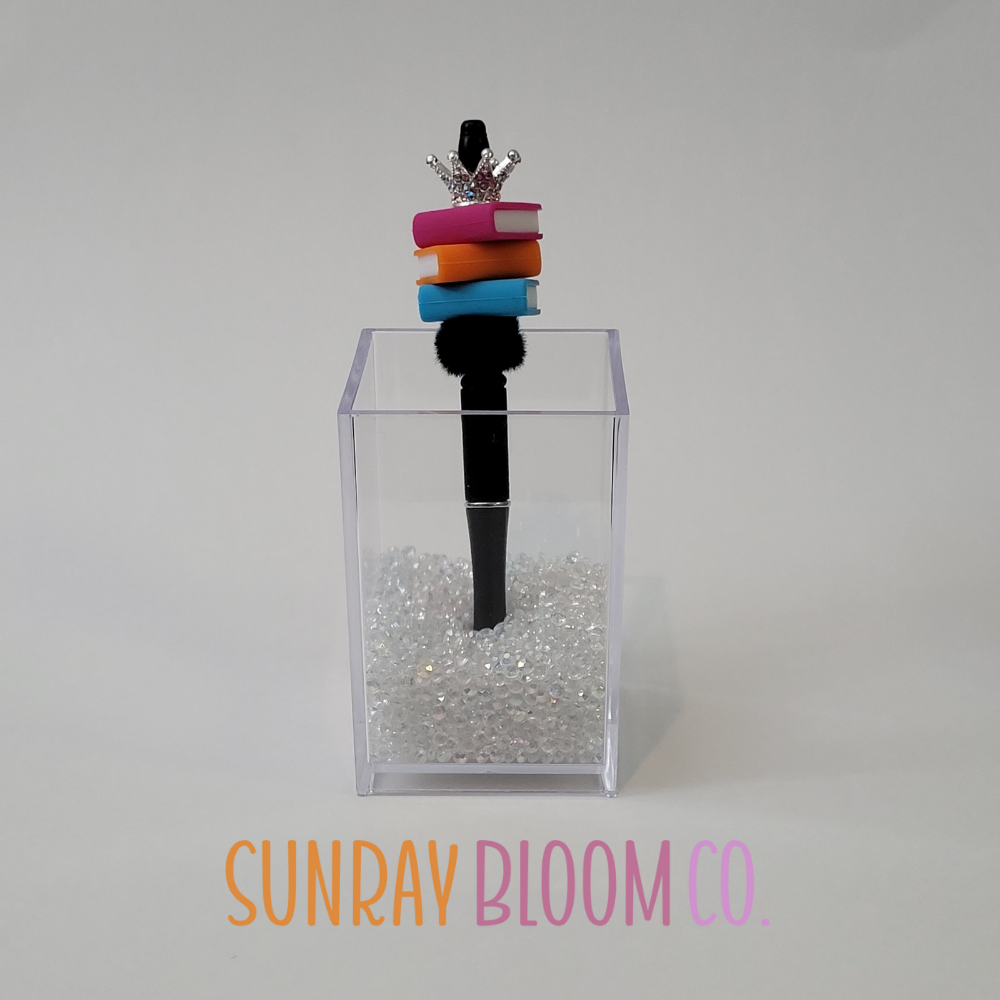 Queen of Books Blue Orange Fuchsia Pen