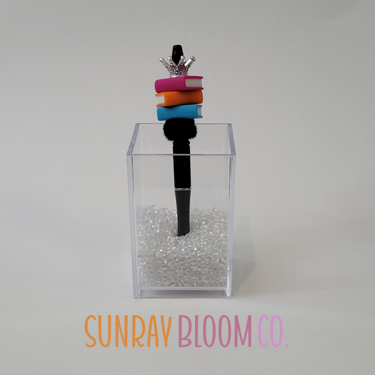 Queen of Books Blue Orange Fuchsia Pen