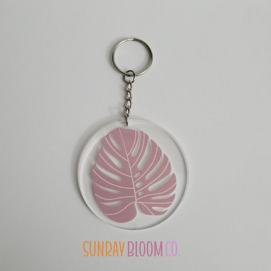 Mauve Monstera Leaf Acrylic Keychain
