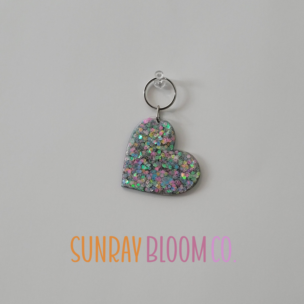 Pastel Lights Glitter Heart Keychain