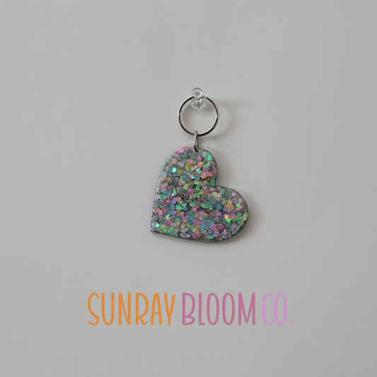 Pastel Lights Glitter Heart Keychain