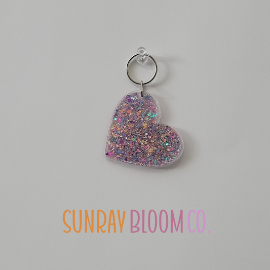Power of Pink Glitter Heart Keychain