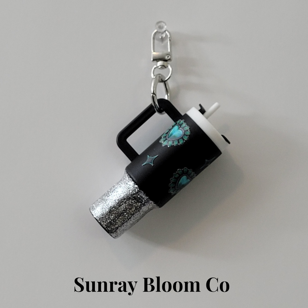 Western Hearts Glitter Mini Cup Keychain