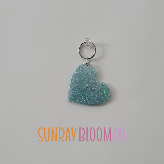 Don't Be Tealing My Heart Glitter Heart Keychain