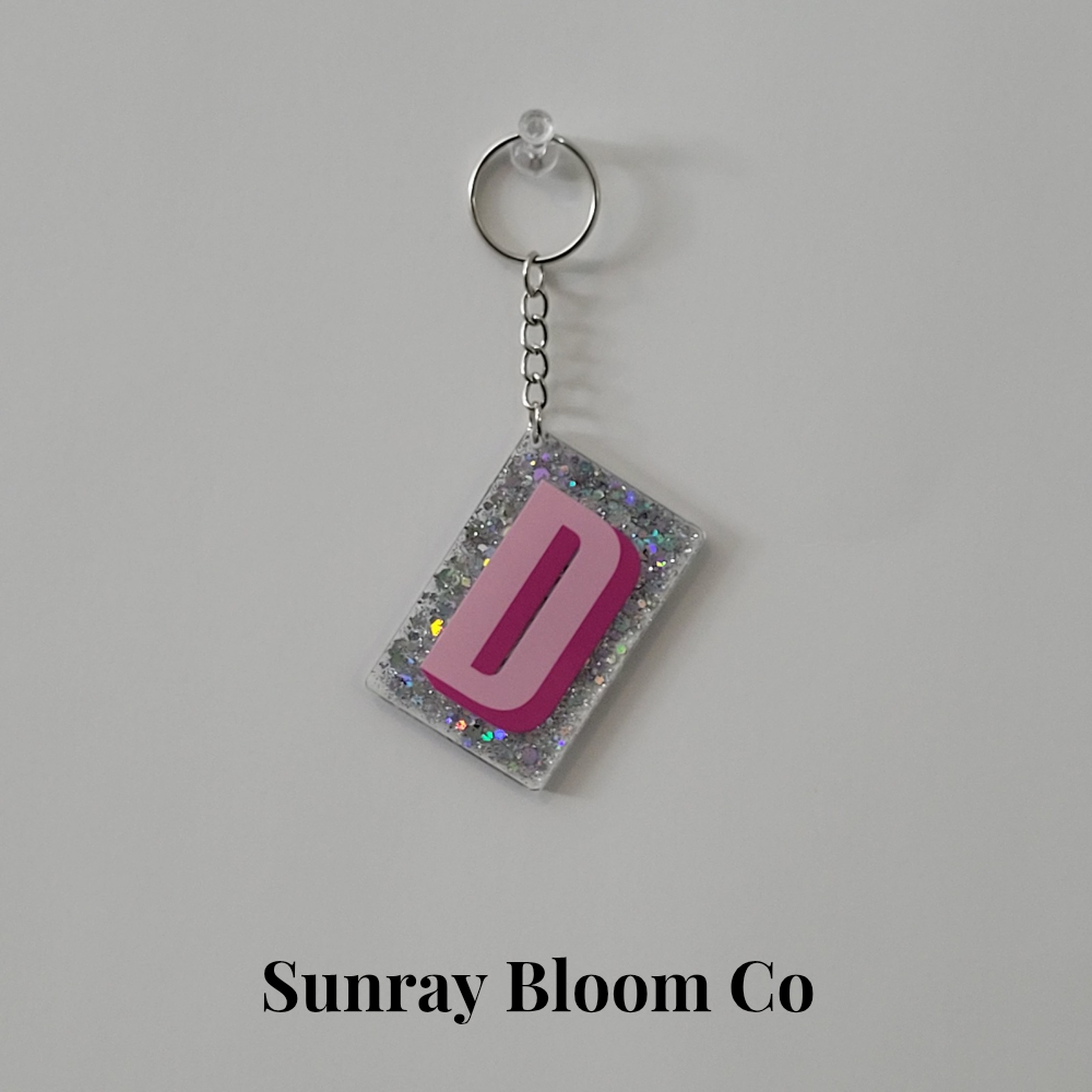 D Personalized Glitter Keychain