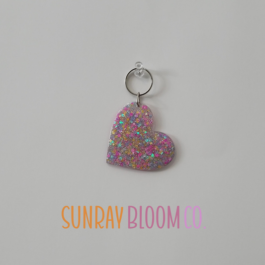 Happiness Will Find You Glitter Heart Keychain