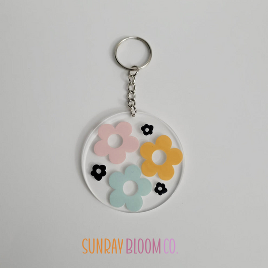Retro Flower Vibes Acrylic Keychain