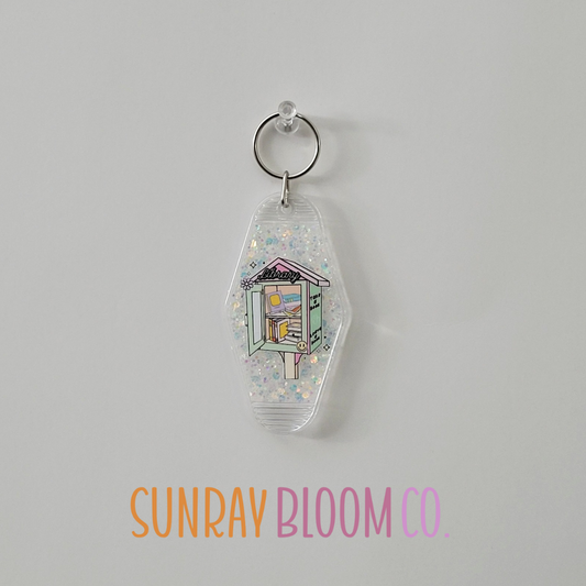 Library Glitter Hotel Keychain