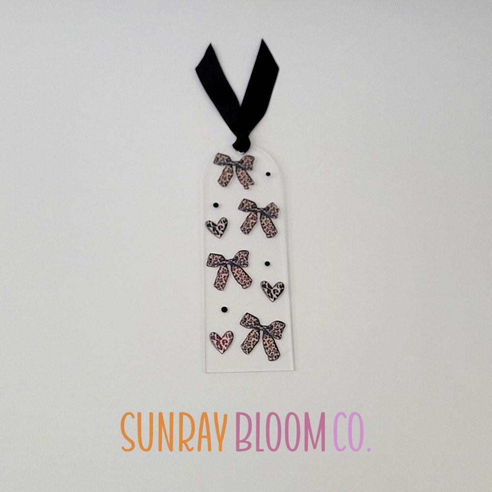 Leopard Print Bows and Hearts Bookmark