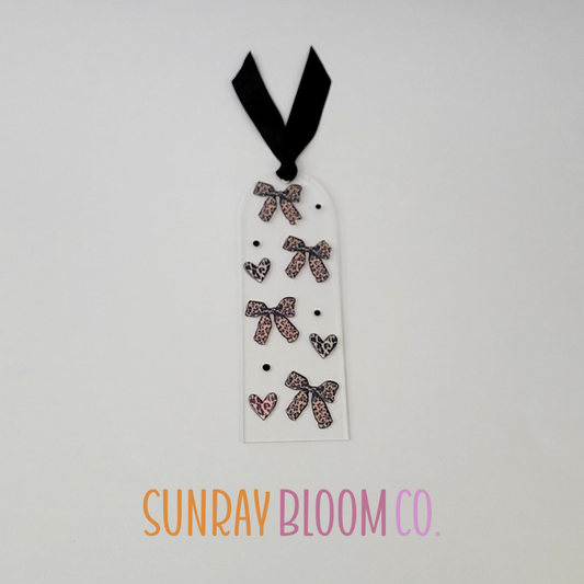 Leopard Print Bows and Hearts Bookmark