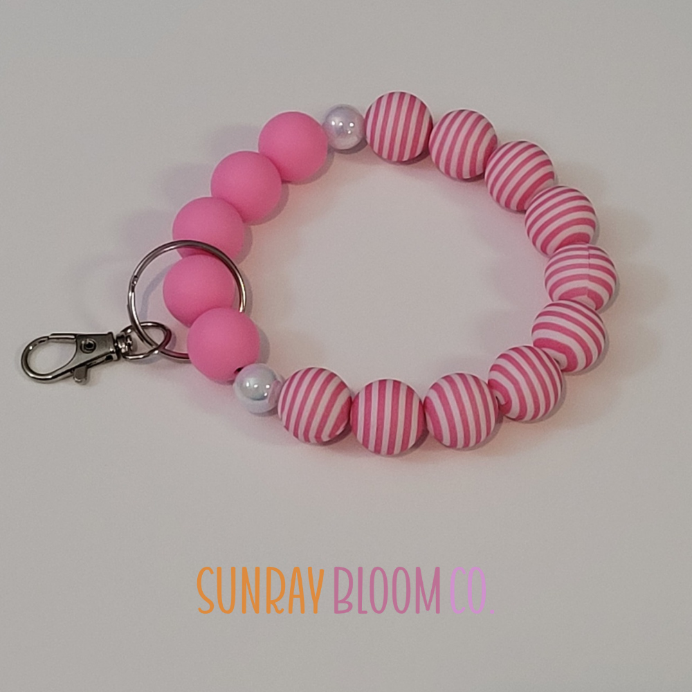 Pink Stripe Wristlet