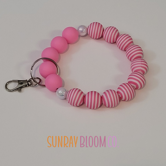 Pink Stripe Wristlet