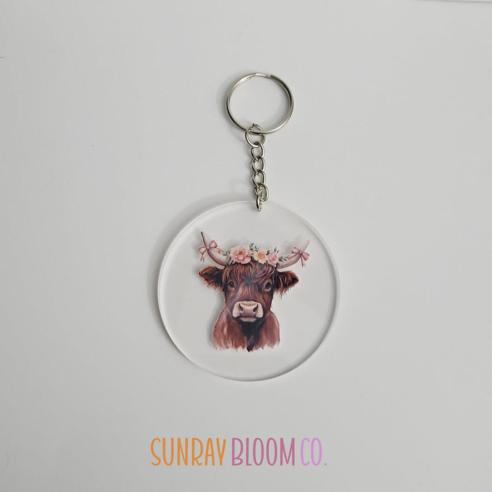 Highland Cow Acrylic Keychain