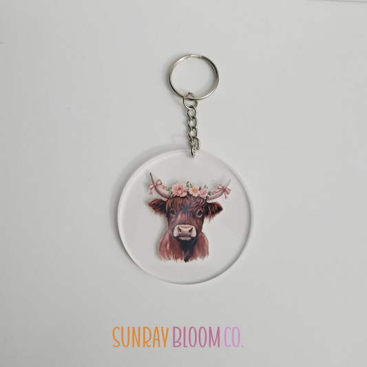 Highland Cow Acrylic Keychain