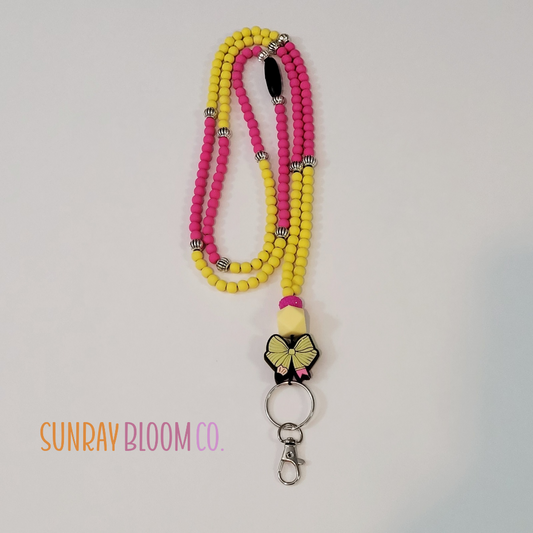 Pink and Yellow Teacher Lanyard