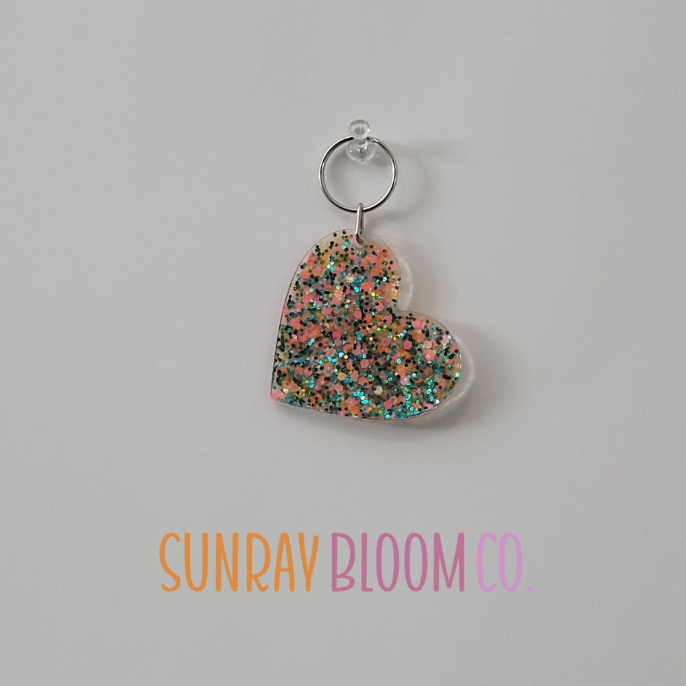 Orange Valley Glitter Heart Keychain