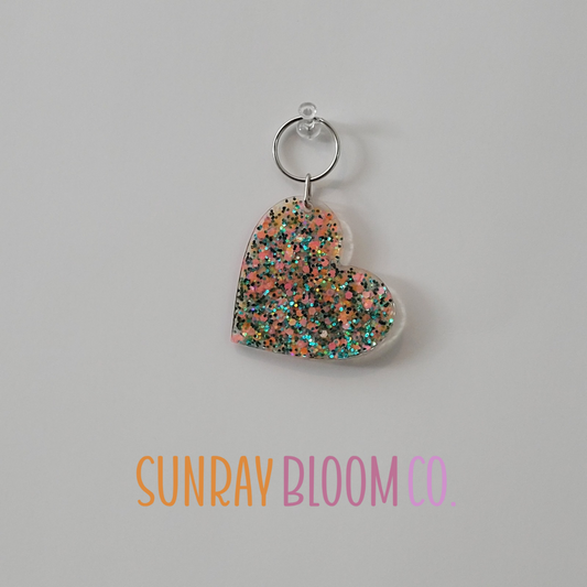Orange Valley Glitter Heart Keychain