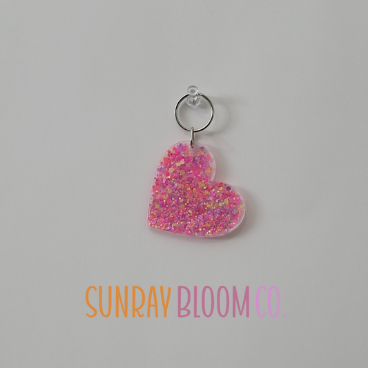 Fairytale Pink Glitter Heart Keychain
