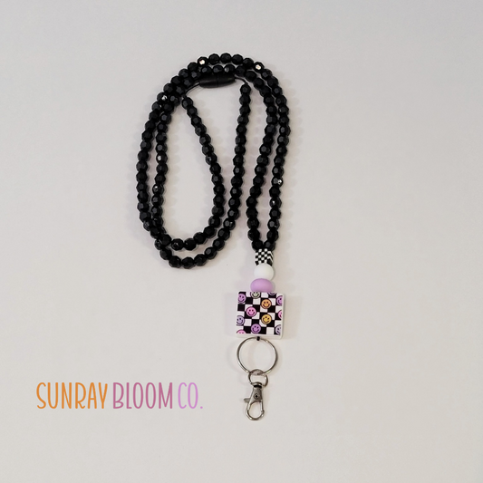 Smiley Checkered Lanyard