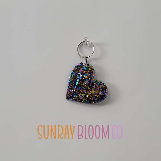 Golden Till the End Glitter Heart Keychain