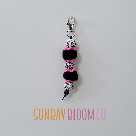 Speckled Hot Pink Beaded Clip