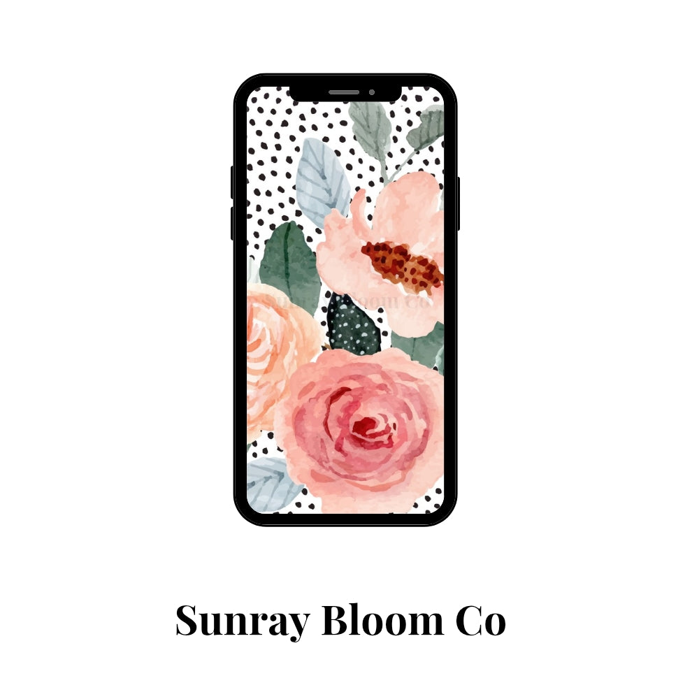 Watercolor Flowers Phone Wallpaper Digital Download