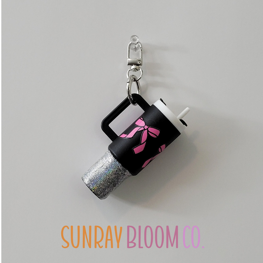 Coquette Bows Glitter Mini Cup Keychain
