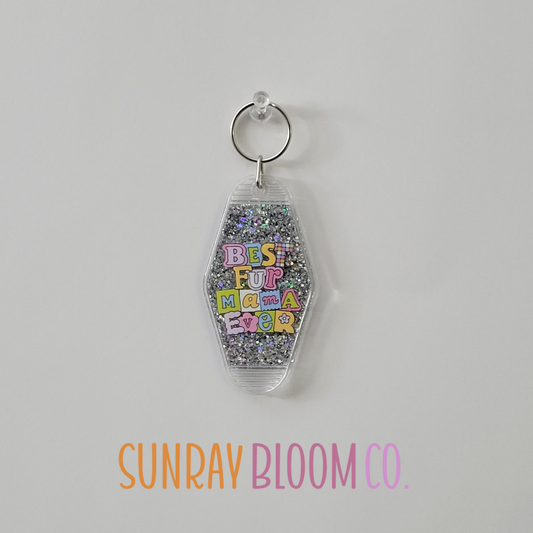 Best Fur Mama Ever Glitter Hotel Keychain