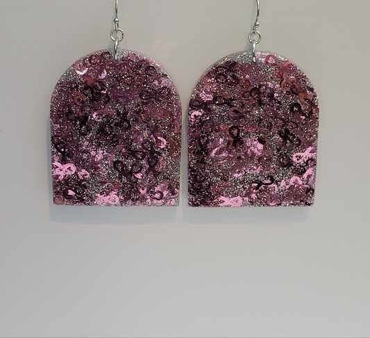 Breast Cancer Awareness Glitter Earrings