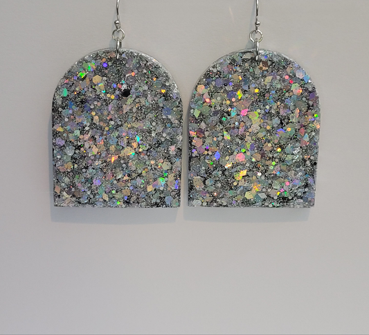 Shimmer Silver Glitter Earrings