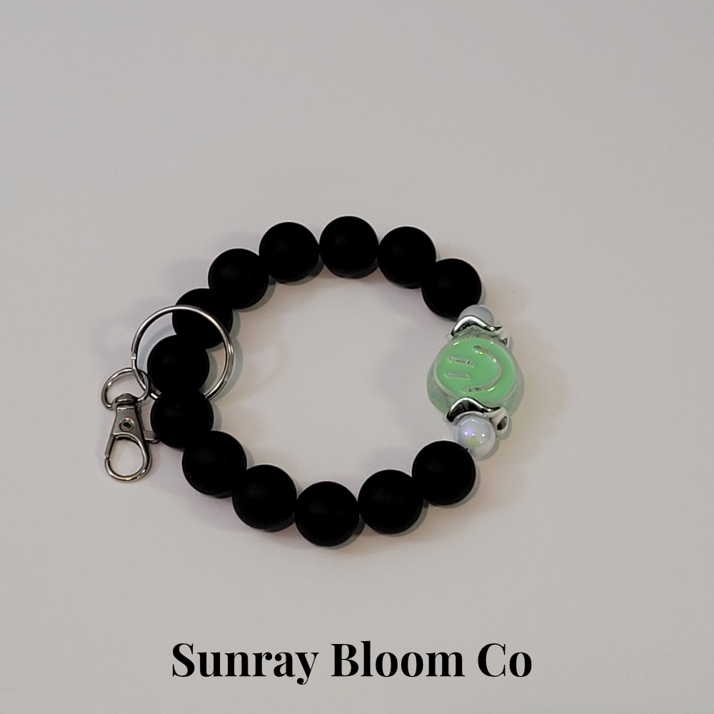 Green Smiley Wristlet