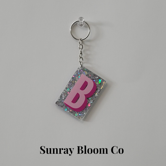 B Personalized Glitter Keychain