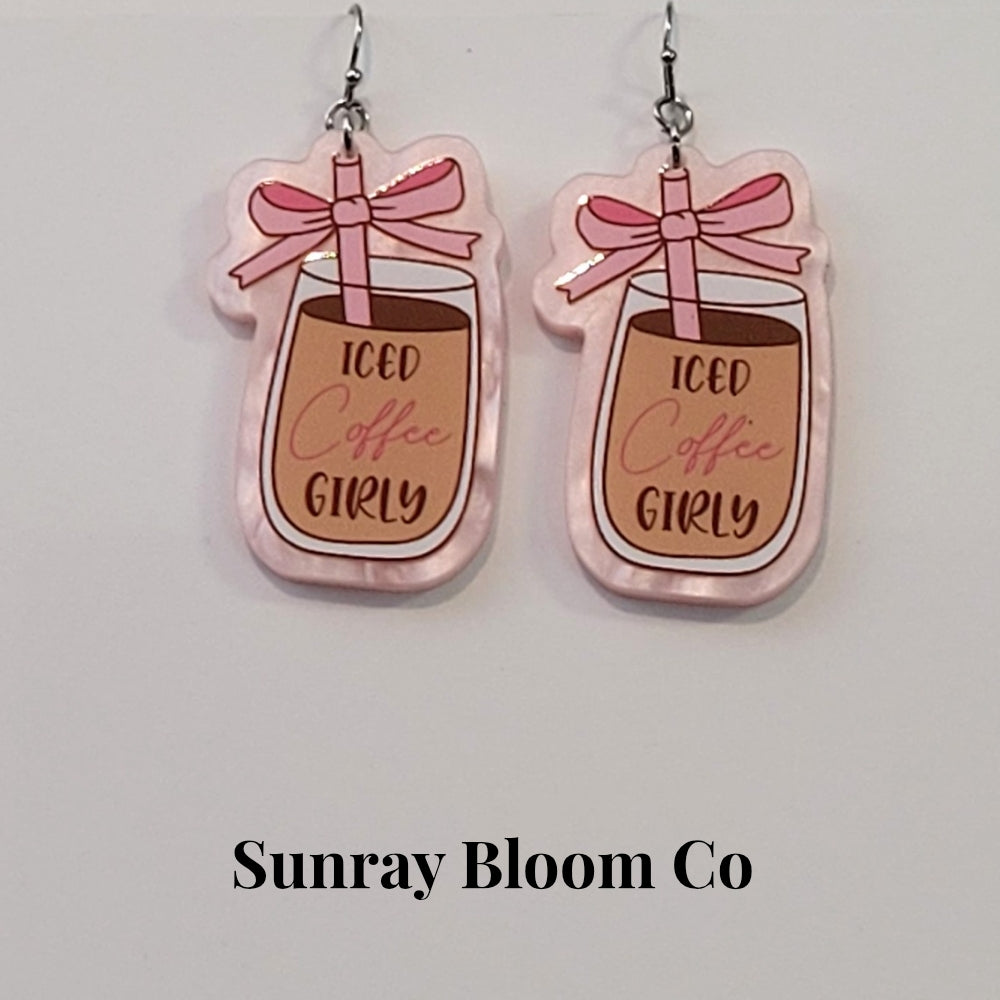 Iced Coffee Girl yam Acrylic Earrings