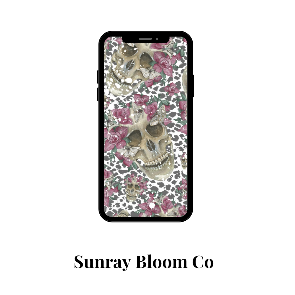 Floral Skelly Phone Wallpaper Digital Download