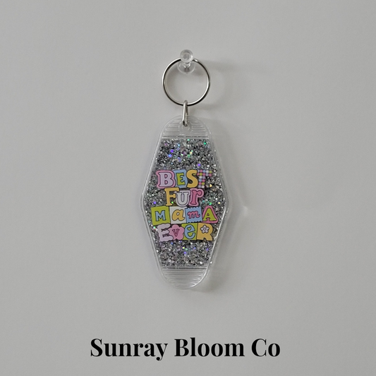 Best Fur Mama Ever Glitter Hotel Keychain