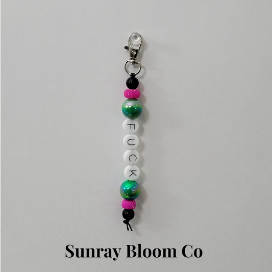 Green and Hot Pink Beaded Clip